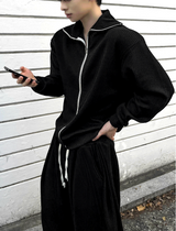 high-neck ribbed zip-up