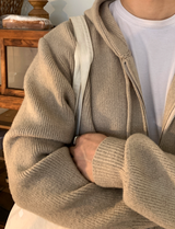 [Set-up]Risquare Two-Way Oversized Fit Hooded Zip-Up Knitwear 