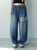 ノーキンサイドダーティーロゴデニムバンディングパンツ UNISEX