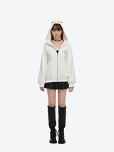 13DE MARZO Angel Devil Bear Zipped Hoodie