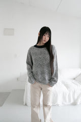 deep neck punching knit top(2colors)