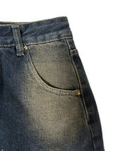 [BELT & INNER SHORTS] AUTUMN DENIM BROWN KHAKI DENIM SKIRT – SK