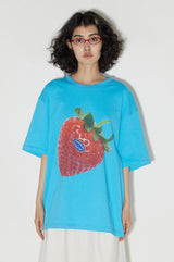 ストロベリーストアスタッフプリントラウンドネックカジュアル通気性半袖Tシャツ夏