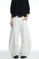 White Deconstructed Blade Jeans