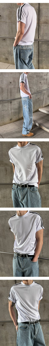 [Unisex] ハンドリングステッチワイドデニムパンツ(3color)