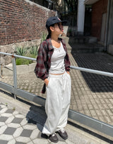 ナント ピンタックステッチ ワイドコットンパンツ
