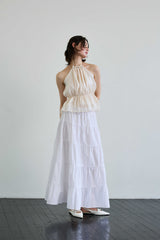 PEARL HALTERNECK TOP / IVORY