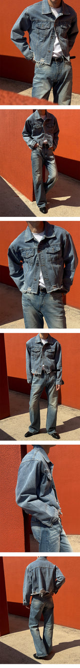 [S/S] クロップダメージデニムジャケット(2color)