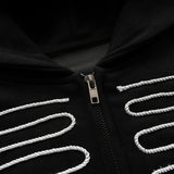 Romy Cord Embroidery Hoodie Zip-up