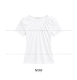 Jenne Shirred V-neck Slim Short Sleeve