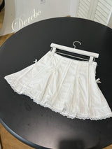 white bow A-line mini skirt