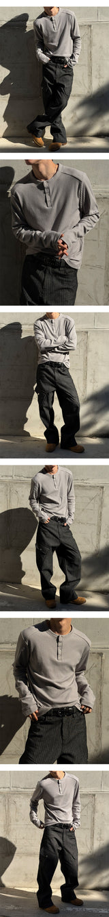 [MUSCLE FIT] Golgi raglan henry neck knit(3color)