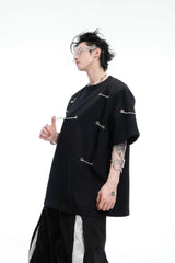 チェーンディテールパッディドショルダーTシャツ