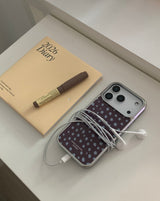 ドットレオパードシルバーグラスケース (ブルーブラウン)