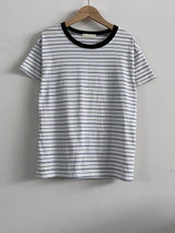 メスリットラウンドネックストリッピードベーシックフィットショーツスリーブTシャツ3カラーズ