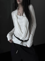 loose V-wrap shirring T (2color)