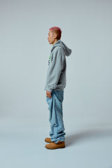 Street league artwork damage washing hoodie zip-up (Melange)