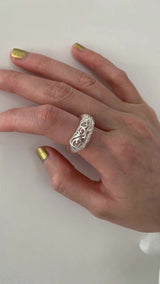 Silver ethnic pattern ring