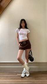 レトロレッドレターショートスリーブTシャツ