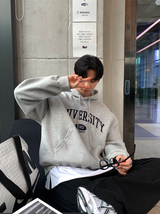  Urban University Embroidery Double Middle Overfit Hoodie
