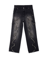 FLAME STAGE PANTS - WASHED BLACK