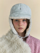 PADDING EARFLAP HAT IN CLOVER ICEBERG