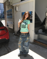 Mint lettering crop T