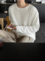 LMN ロエサマーボートネックオーバーサイズニット長袖Tシャツ (4 colors)