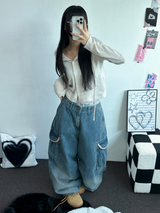 SEMI SEE THROUGH BOUCLE フーディーカーディガン 🩵🩶🖤🧸4COLOR
