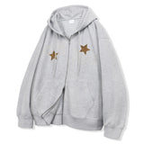 Leopard Star 2way Zip-Up Hoodie - 2COLOR