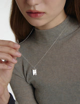 26SS★ [Premium Plating] Volume Square AB(W) H BAR Necklace L