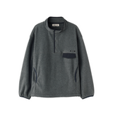 soft high neck fleece anorak set - charcoal       