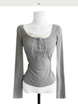 beaute ribbon slim shirring top