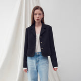 SINGLE-BREASTED TWEED JACKET BLACK