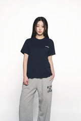 25SS FRENCH RABBIT SILHOUETTE WOMAN SHORT SLEEVE T-SHIRT DARK NAVY