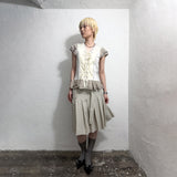 コルセットフレアTシャツ：ベージュ