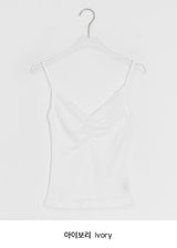Orr Eyelet Punching Shirring V-Neck Strap Sleeveless