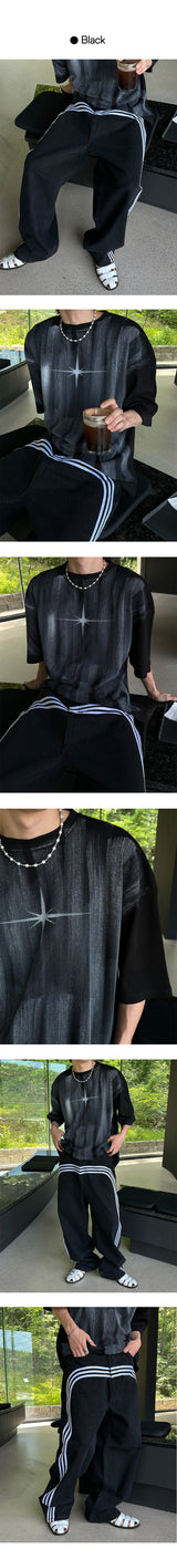 [Unisex] トラックワイドデニムパンツ(2color)