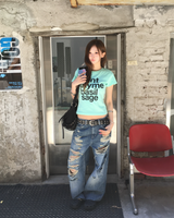Mint lettering crop T