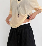 LINEN DEEP V-NECK KNIT