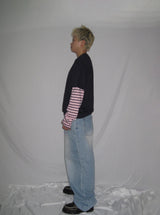 ストライプレイヤードロングスリーブTシャツ (3c)