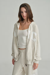 NYC hooded zip-up, Light Melange