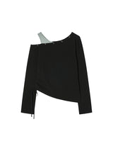 アイレット オフ ショルダー ロング スリーブ ブラック