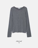 ボーダーレーヨン80ルーズフィットTシャツ (4color)