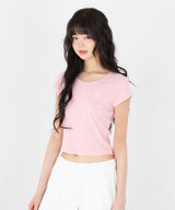 STITCH LINE CROP HALF T-SHIRT [4color]