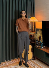 S/S Cable Collar Short Sleeve Knit 8COLOR