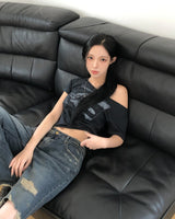 ティウ ダメージド ブーツカット デニム パンツ