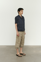 ヴィンテージ ミリタリー カプリ カーゴパンツ(Washed Beige)