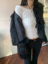 Winter Halo Long Hair Collar Fur Jacket