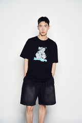 25SS WIDE BASIC DENIM SHORT PANTS BLACK